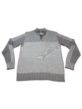 BKE Men’s Medium Gray Quarter-Zip Cotton-Acrylic Knit Sweater (W1221)